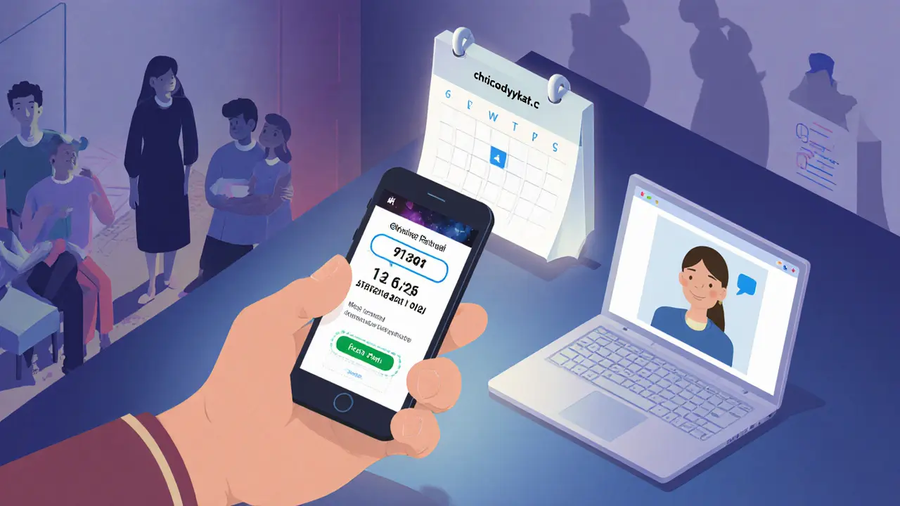 Po rozhovoru telefon, kalendář a online chat podporují další kroky.