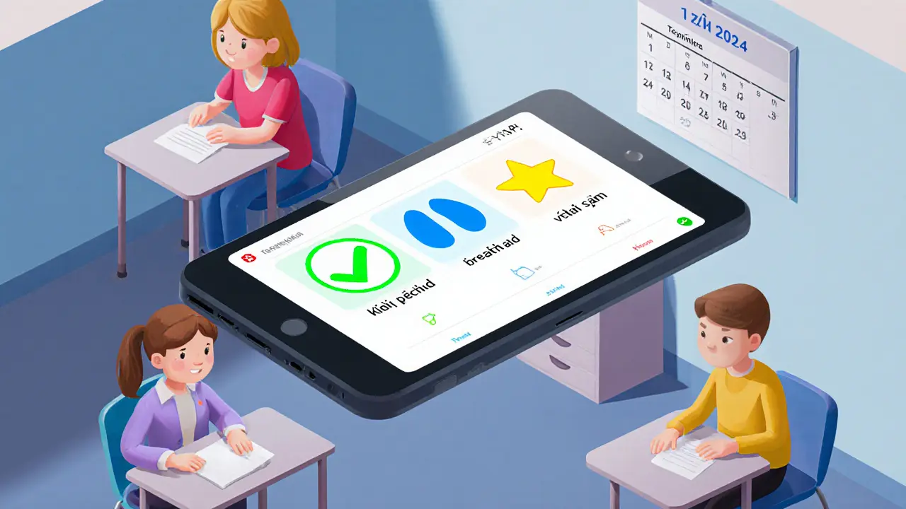 Digitální tabulka s pokrokem dítěte, kterou vidí učitel, terapeut a rodič.