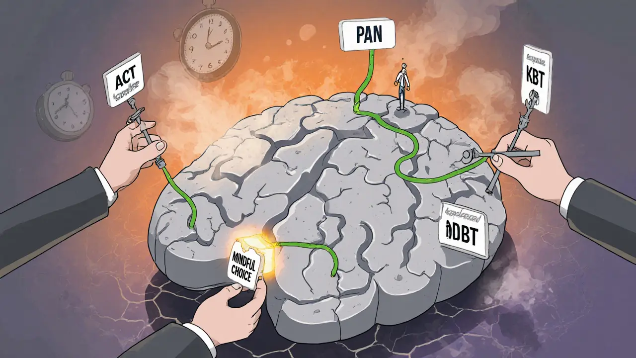 Mozek s přeprogramovanými nervovými cestami pomocí terapeutických metod.