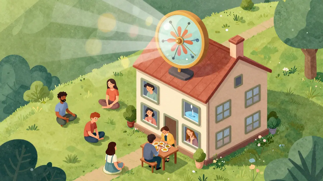 Terapeutická komunita Kaleidoskop s lidmi v každodenních aktivitách.