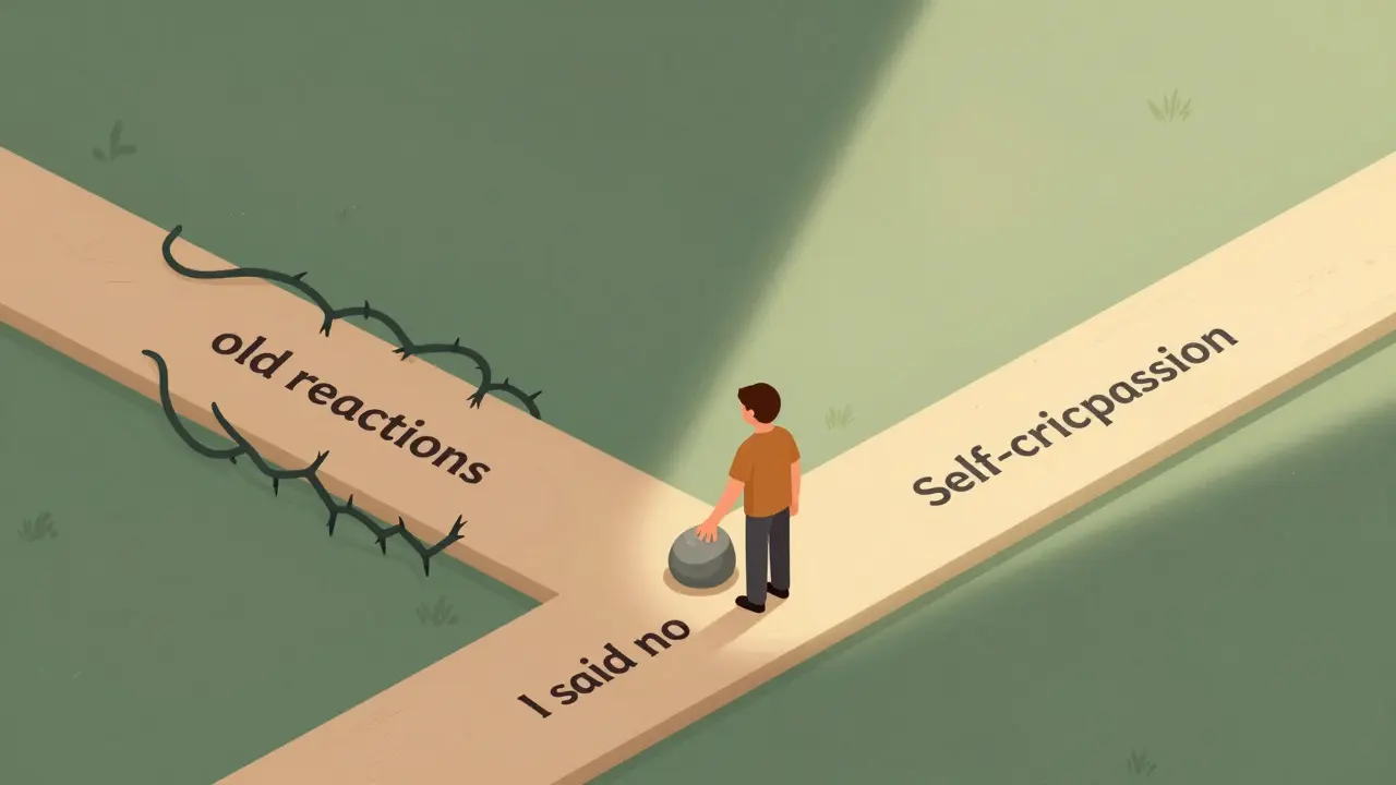 Osoba volí cestu sebe-lítosti místo starých reakcí