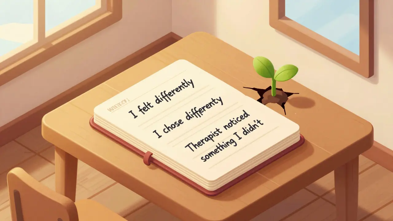 Týdenní záznam pokroku v terapii s růstoucí rostlinou