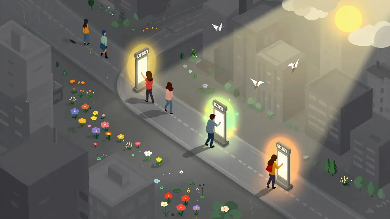 Cesta z temnoty k jasnému světlu přes kiosky s číslem 116 111, které přeměňují bolest v naději.