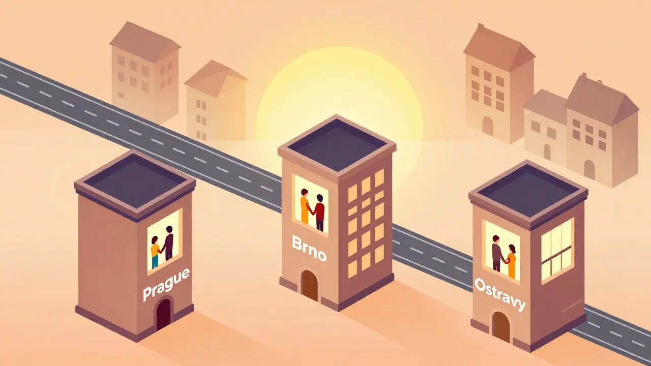 Tři česká města s jen jedním světlým oknem terapie, cesta k sobě je dlouhá, ale září naděje.