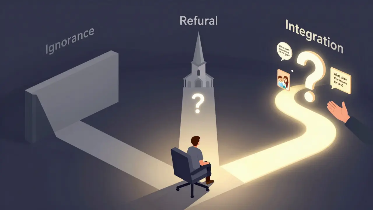 Tři cesty z terapeutického křesla: ignorování, přesměrování a integrace duchovních témat.