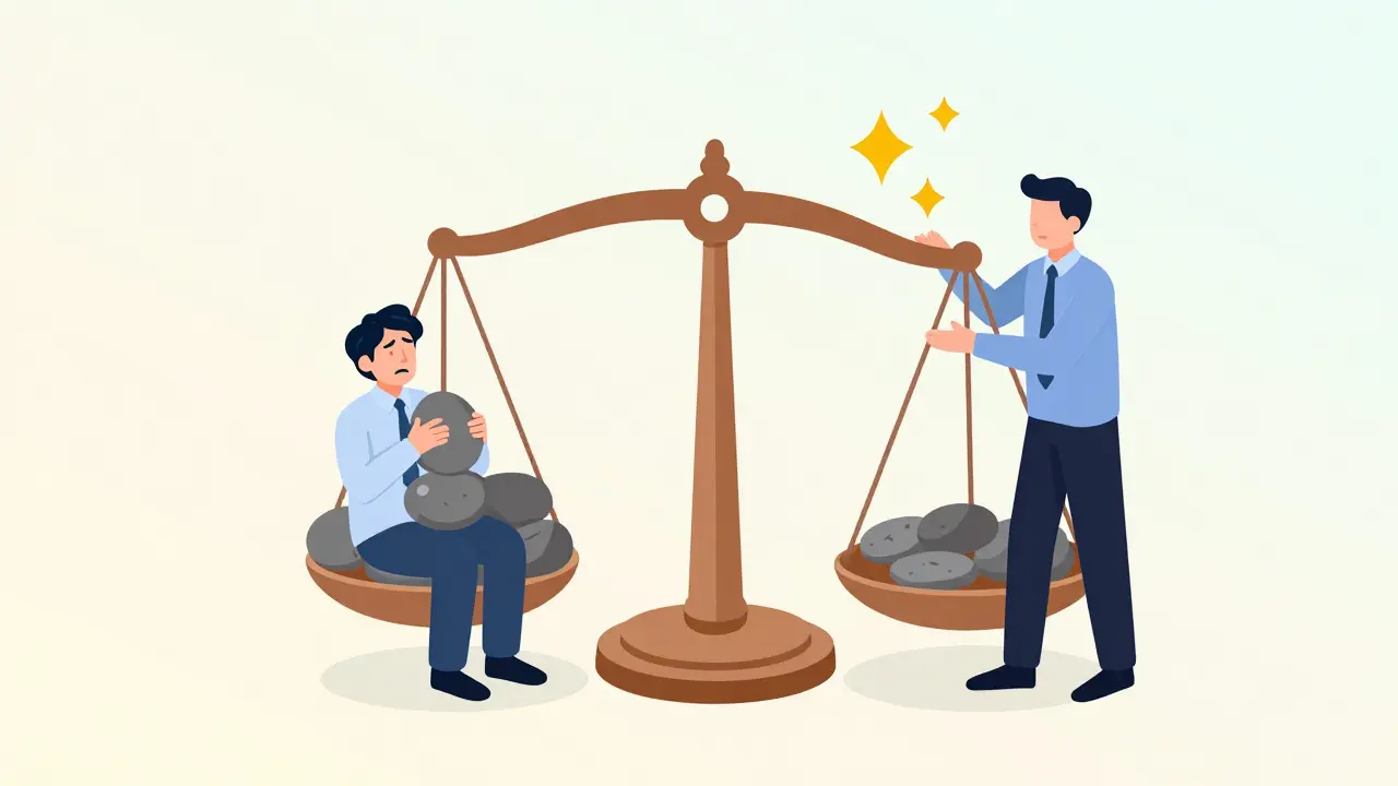 Izometrická ilustrace terapeuta v rovnováze díky podpoře supervizora, symbolizující prevenci vyhoření.