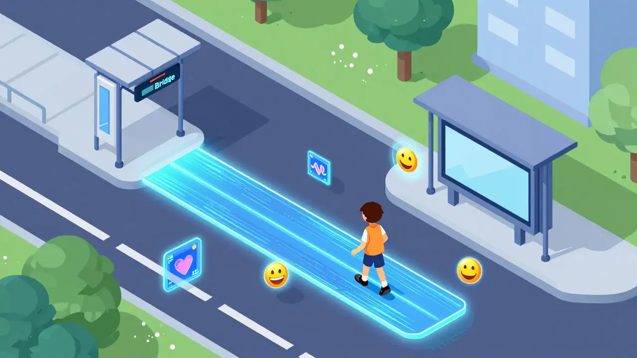 Symbolický přechod dítěte z virtuálního tréninku do reálného světa.