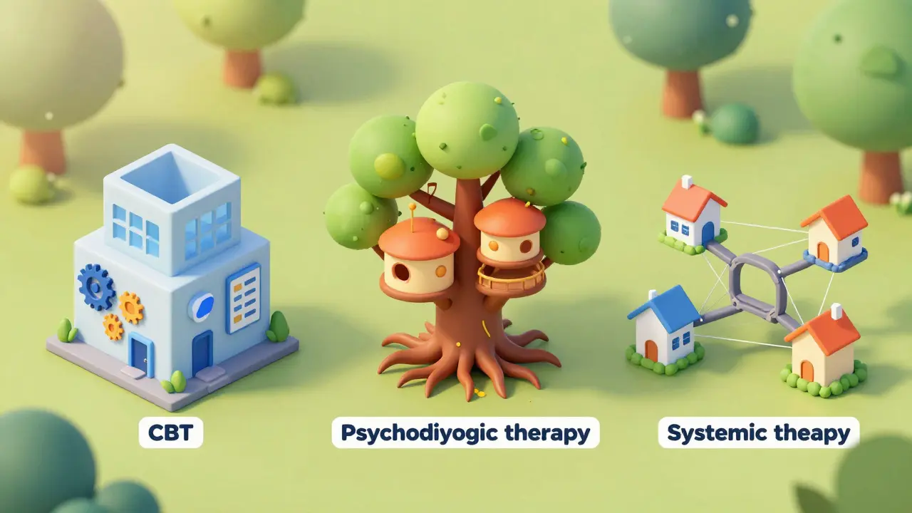 Izometrické srovnání tří terapeutických směrů jako budov a struktur