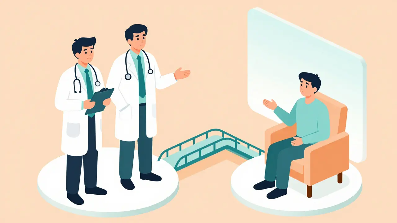 Spolupráce psychiatra a psychologa v izometrickém stylu