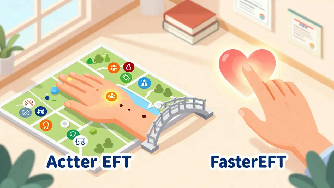 Srovnání klasické EFT a metody FasterEFT v ilustraci